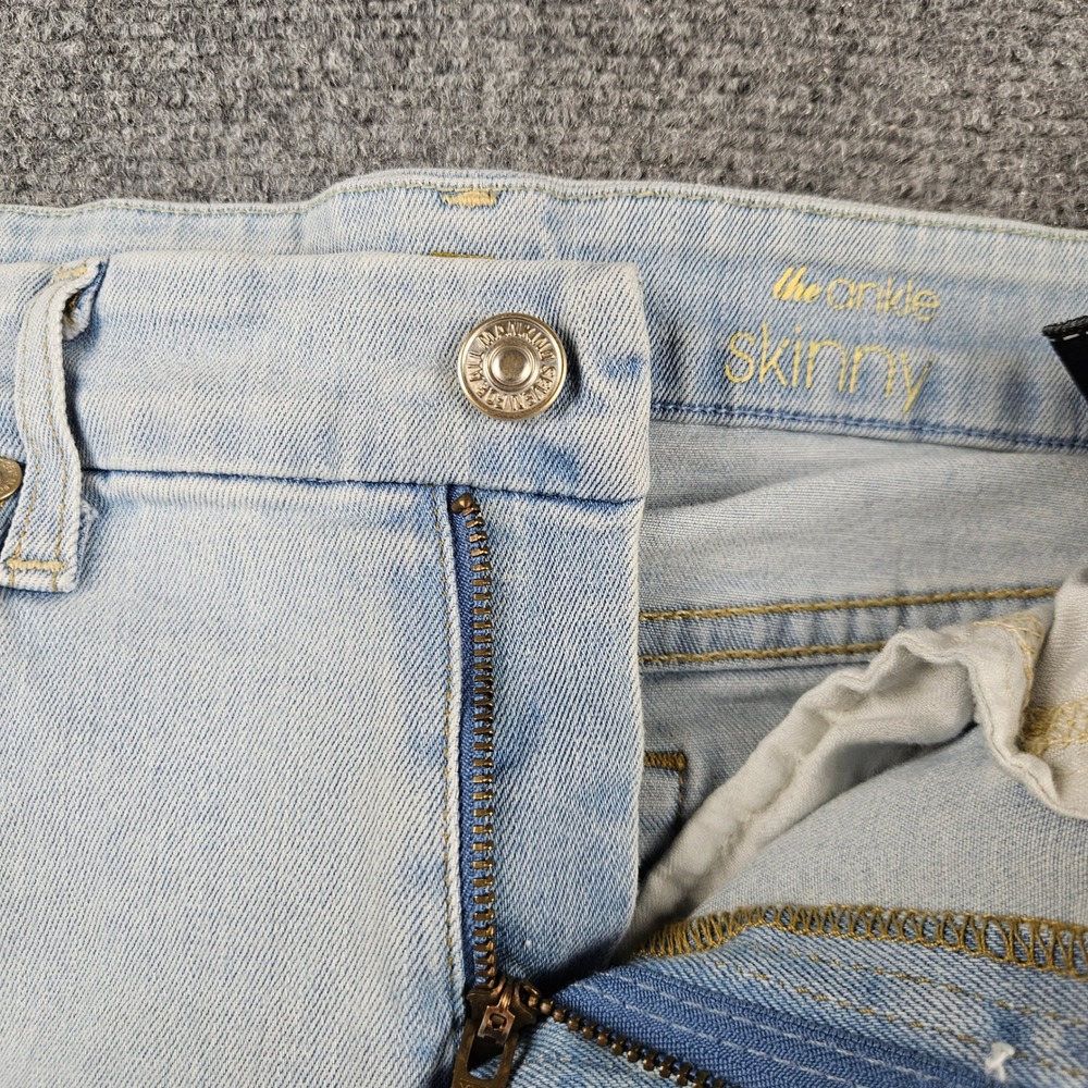 7 For All Mankind The Ankle Skinny Jeans Light Wash Blue Size 26 Stretch Denim - Picture 6 of 10